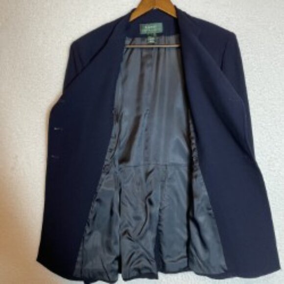 RALPH LAUREN VTG MILITARY JACKET NAVY DOUBLE BREASTED SZ 14- WORSTED WOOL- USA - Picture 7 of 9